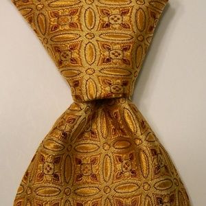 IKE BEHAR Mens Silk Necktie Geometric Yellow/Brown